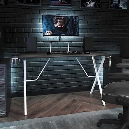 Flash Furniture 37.25 H, 51.5 W X Engineered Wood: Medium Density Fiberboard, Steel, Black/White NAN-RS-G1031-BK-WH-GG